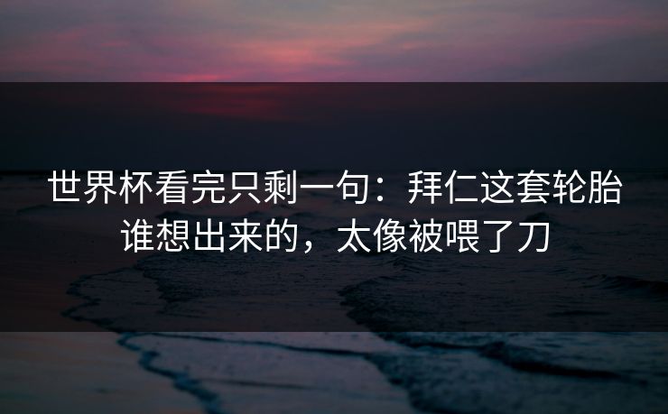 世界杯看完只剩一句：拜仁这套轮胎谁想出来的，太像被喂了刀